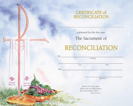 Reconciliation Certificates in Watercolor Design 50ct per box