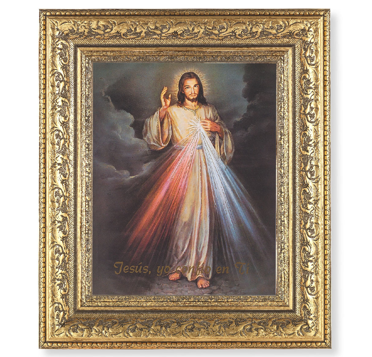 Spanish Divine Mercy in Gold Ornate Frame 115-124G