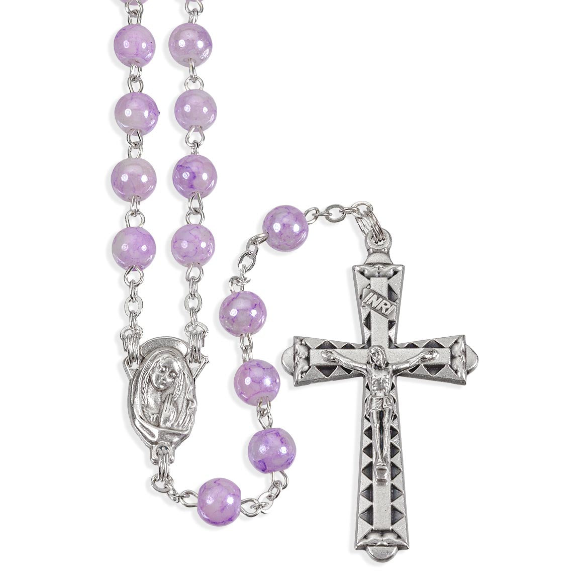 Pastel Violet Marble Color Budget Rosary