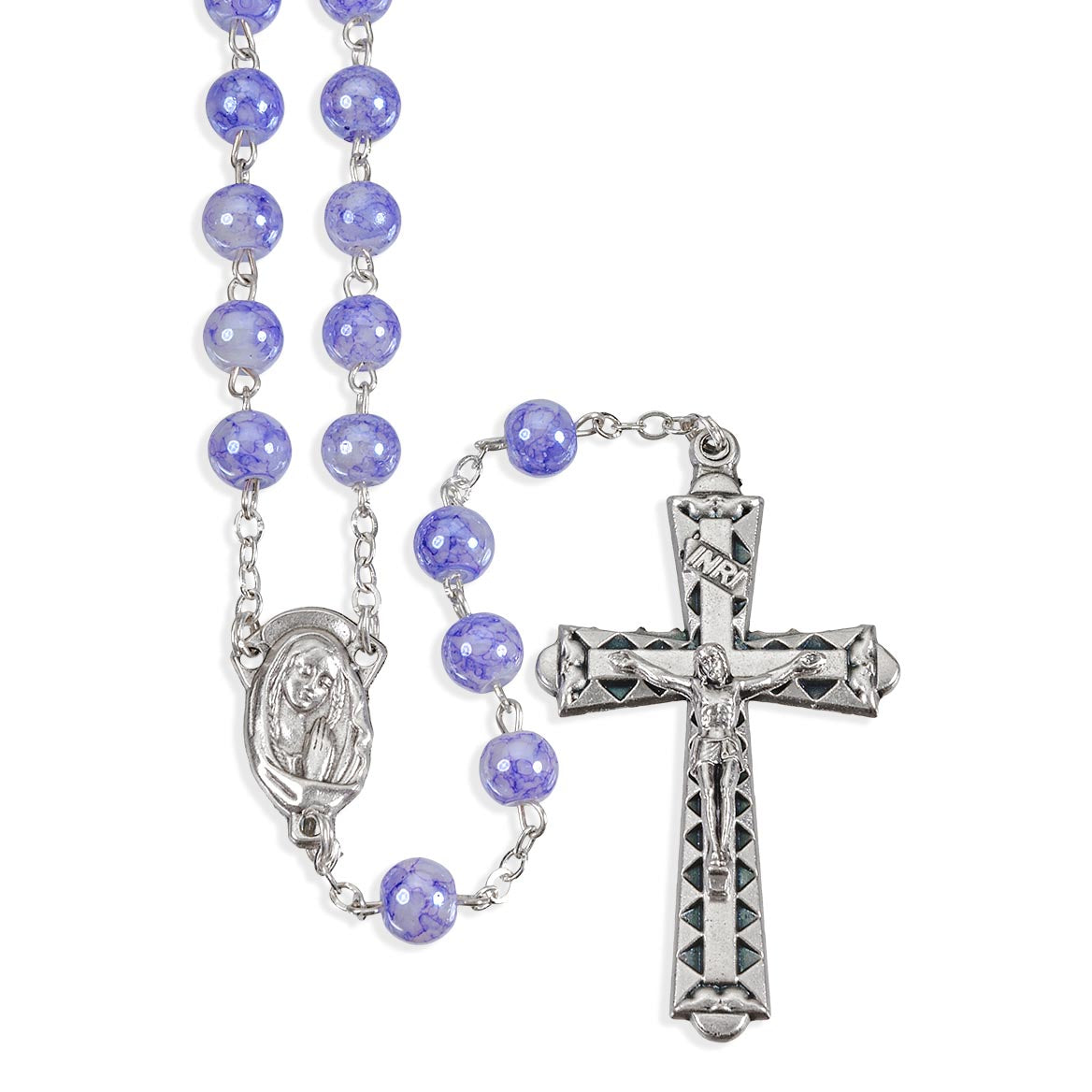 Baby Blue Marble Color Budget Rosary