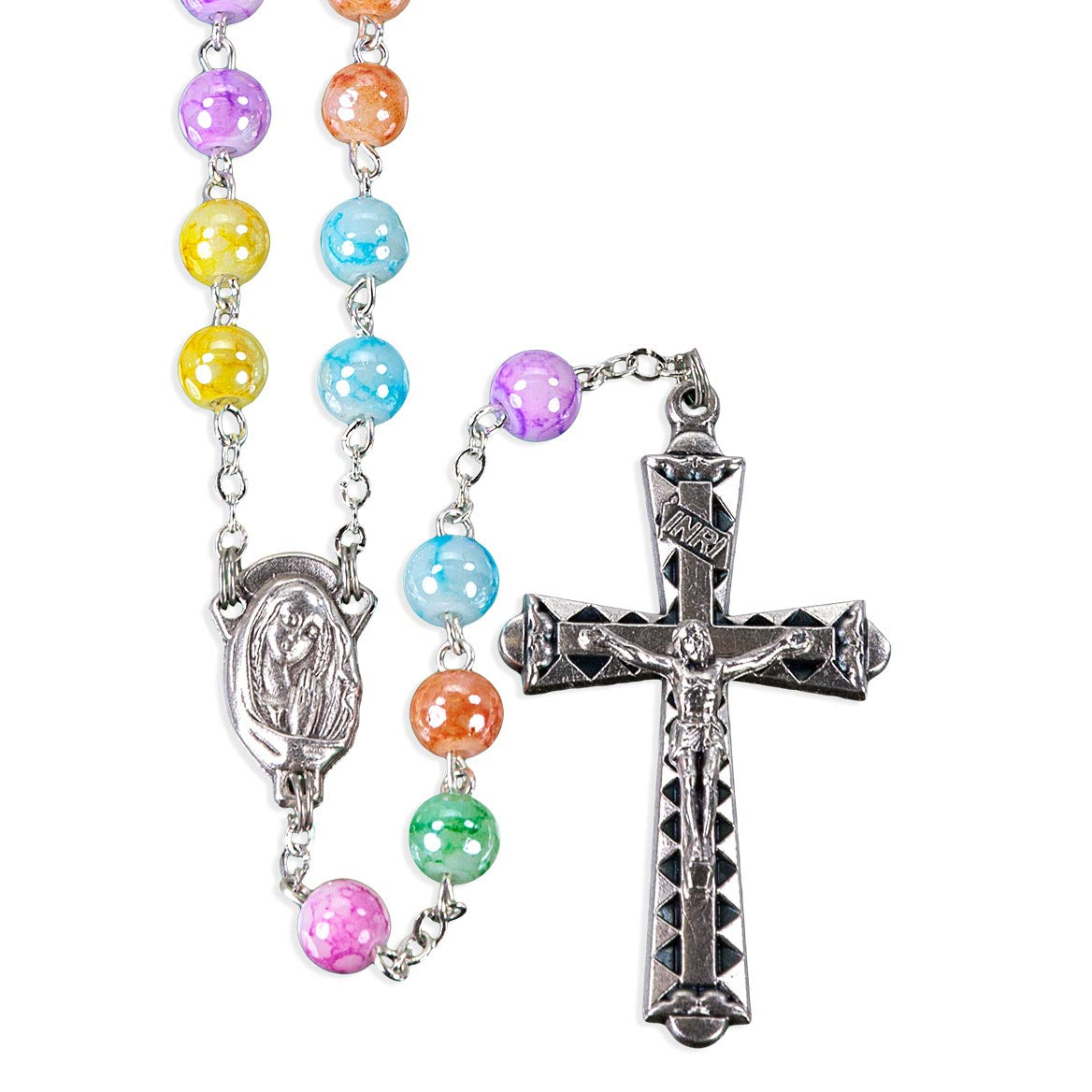 Pastel Multi Color Budget Marble Rosary