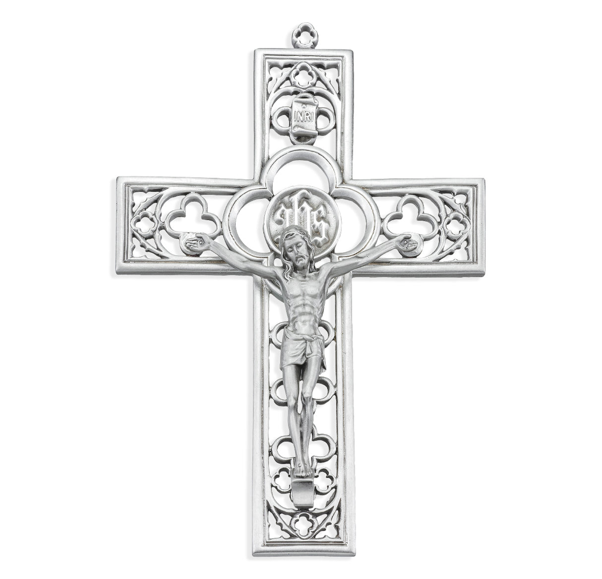 6 inch Cathedral Touch Pewter Wall Crucifix