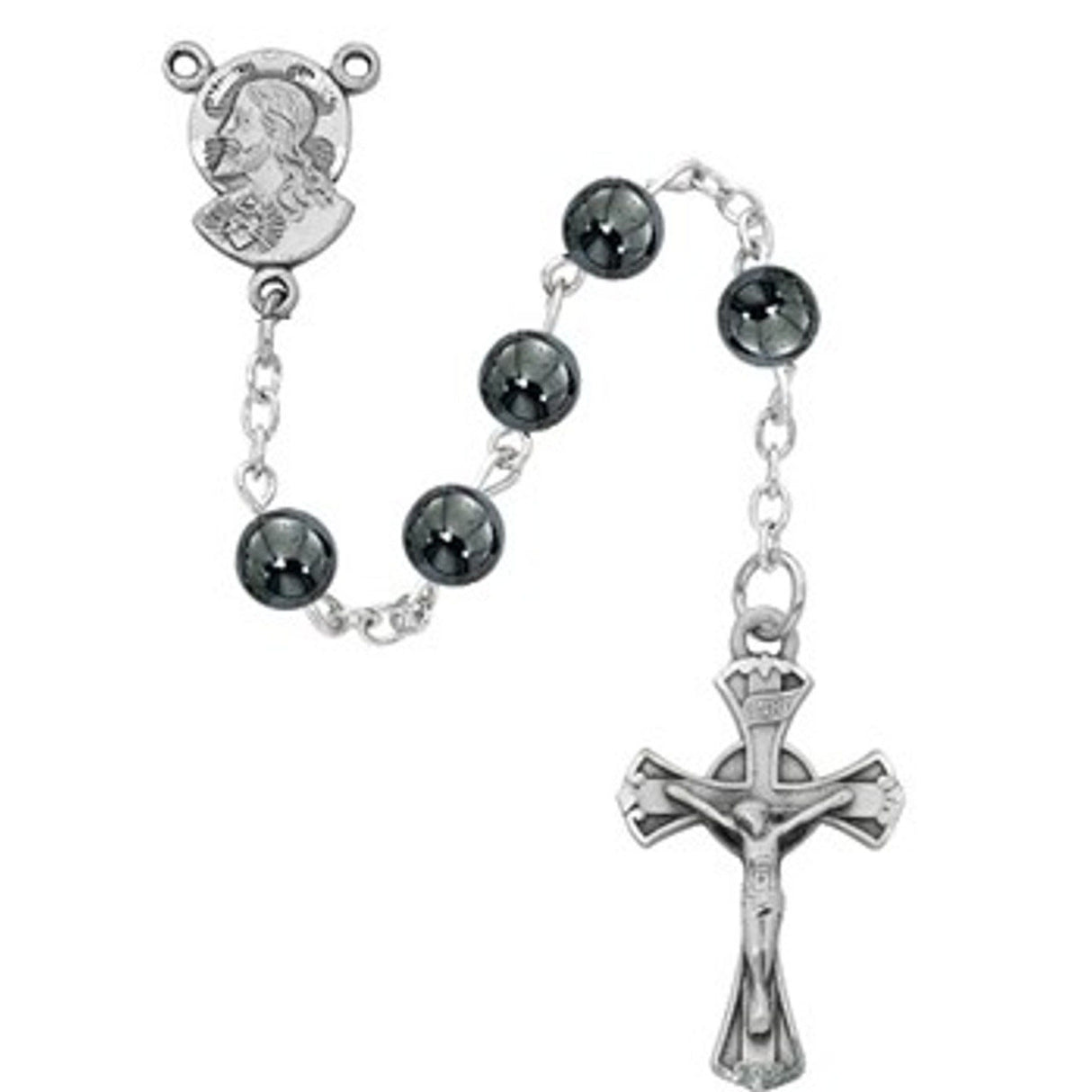 Real Hematite Bead Youth Rosary R973G