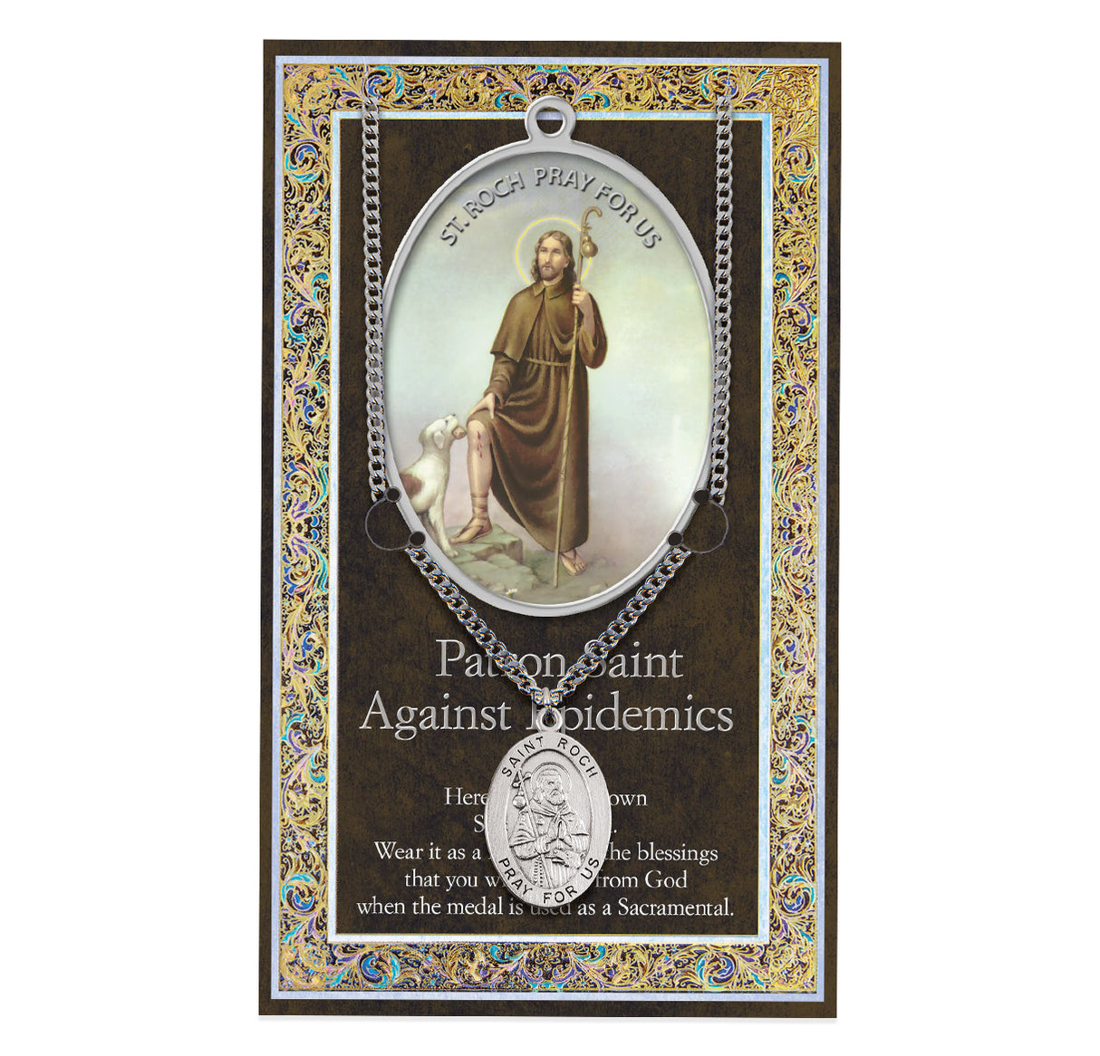 St Roch Prayer Bio Card & Pendant Set