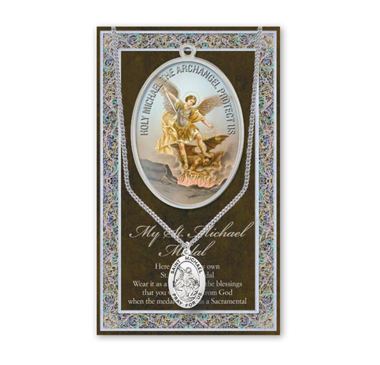 St Michael Prayer Bio Card & Pendant Set