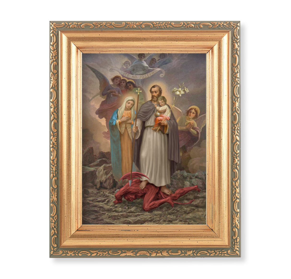 St Joseph Terror of Demons Print in Small Gold Frame