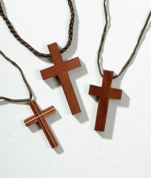 Assorted Wood Crosses on Cord Pendant