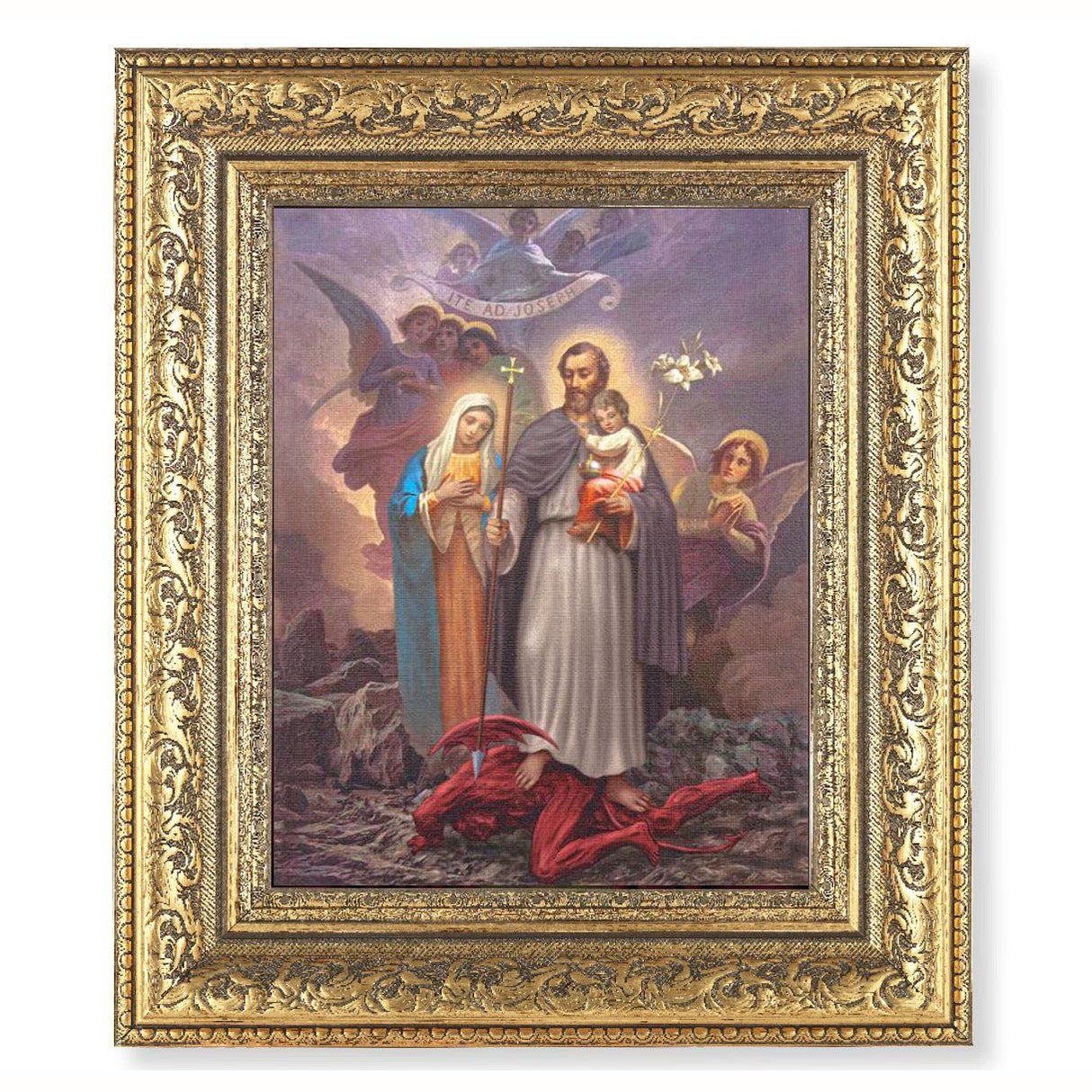 8x10 St Joseph Terror of Demons Print with Ornate Gold Frame