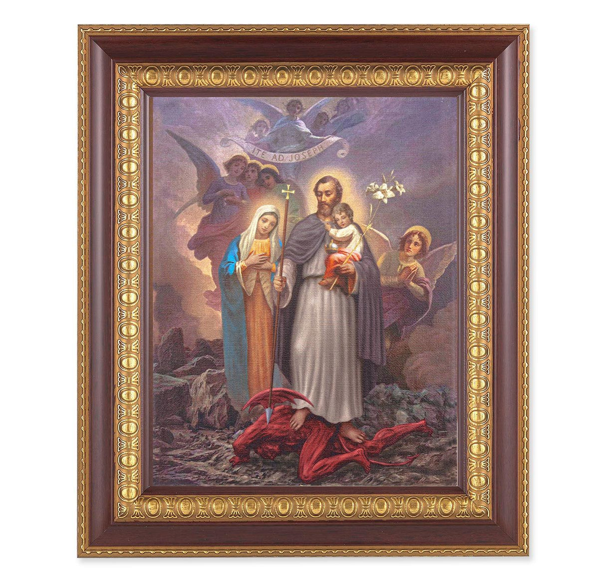 8x10 St Joseph Terror of Demons Print in Brown & Gold Frame