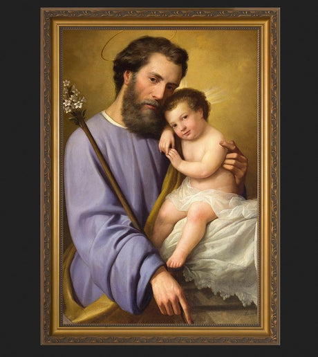 12x18 St. Joseph and the Infant Jesus Gold Framed Canvas