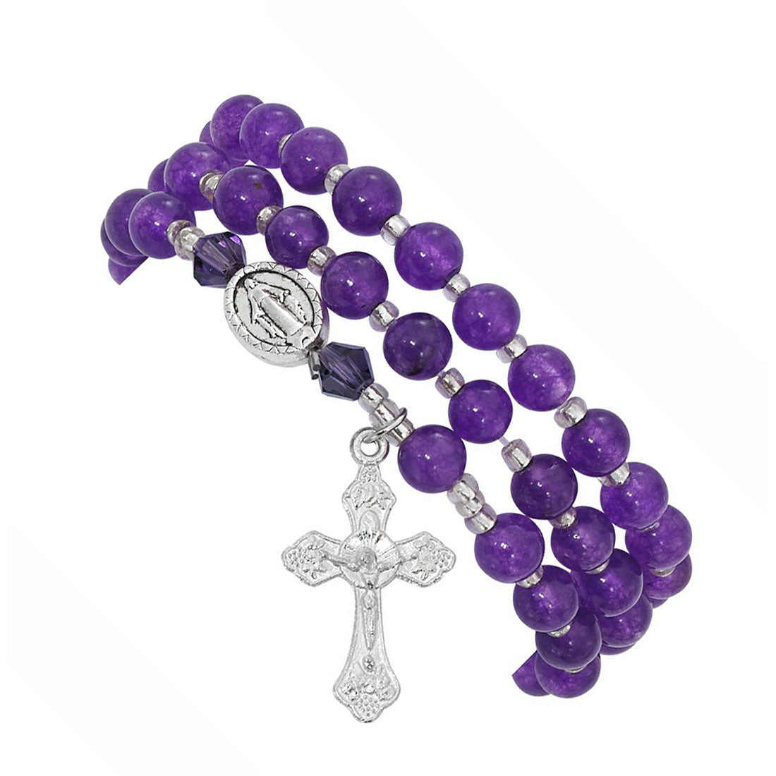 Purple Amethyst Twistable Rosary Bracelet BR646C