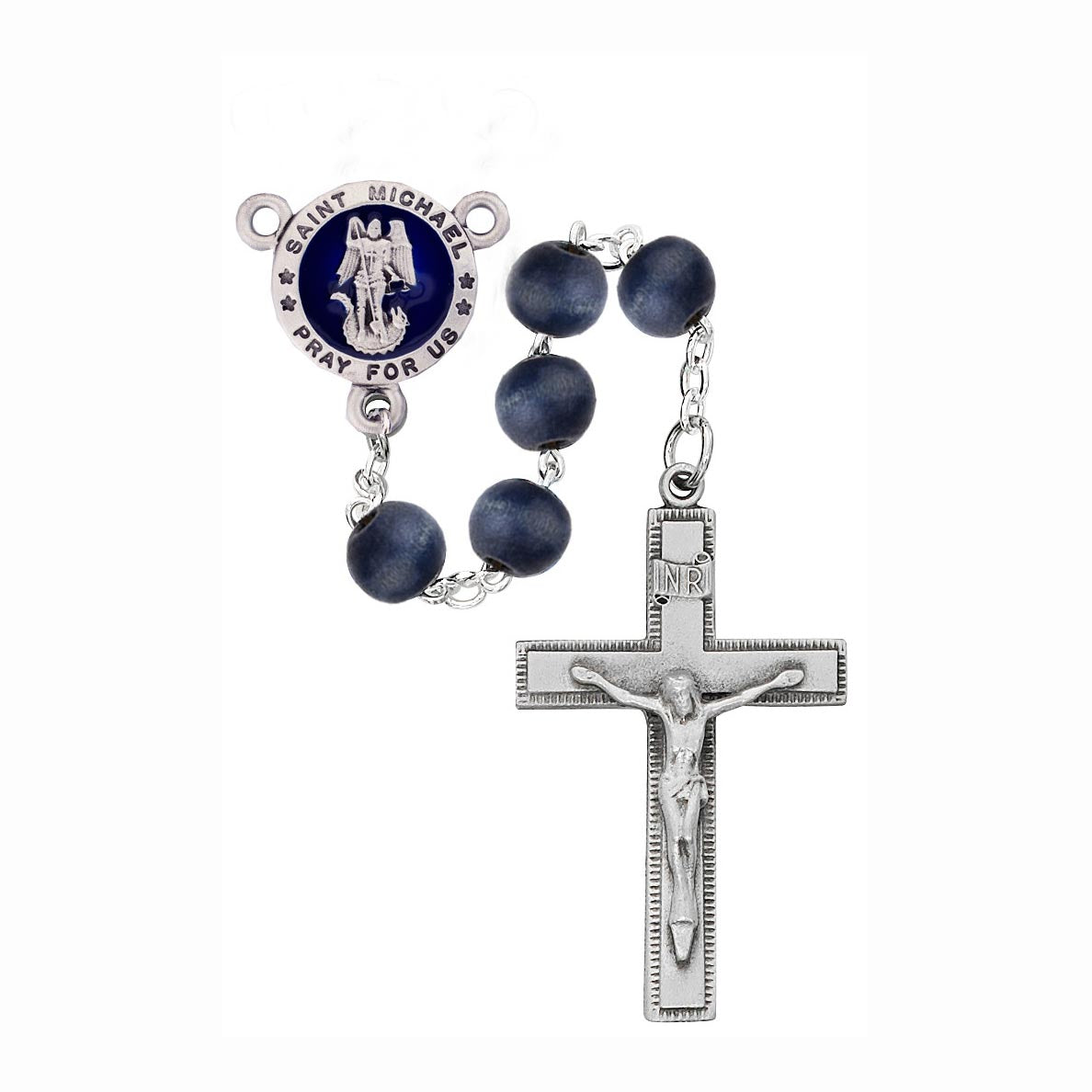 8mm Blue Stone St Michael Rosary R772F
