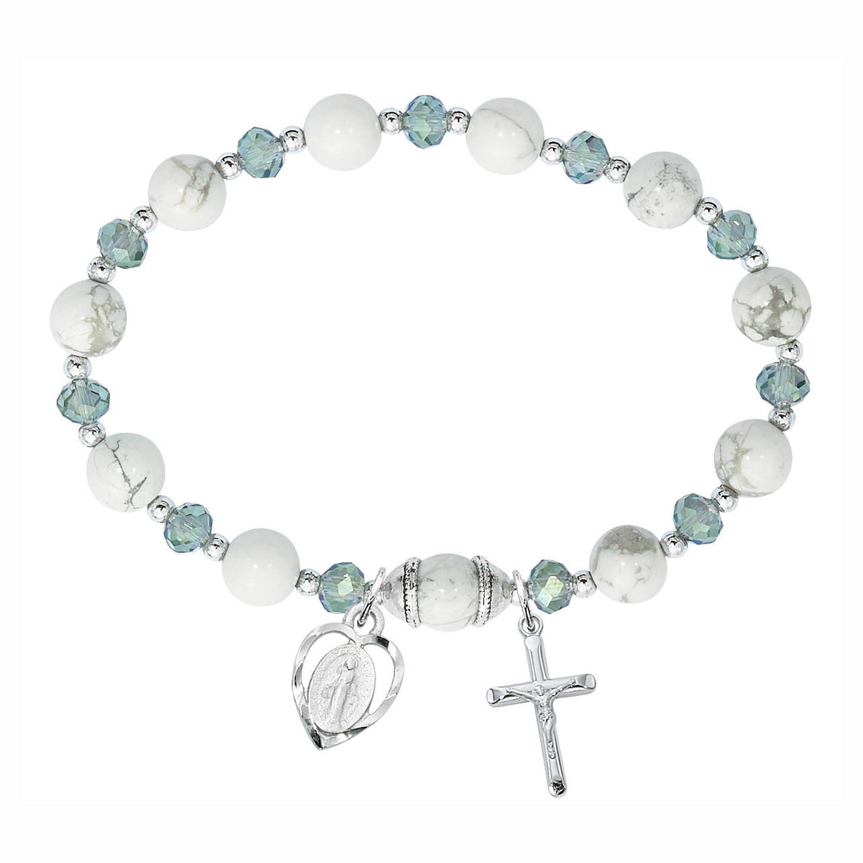 Howolite & Grey Crystal Stretch Bracelet