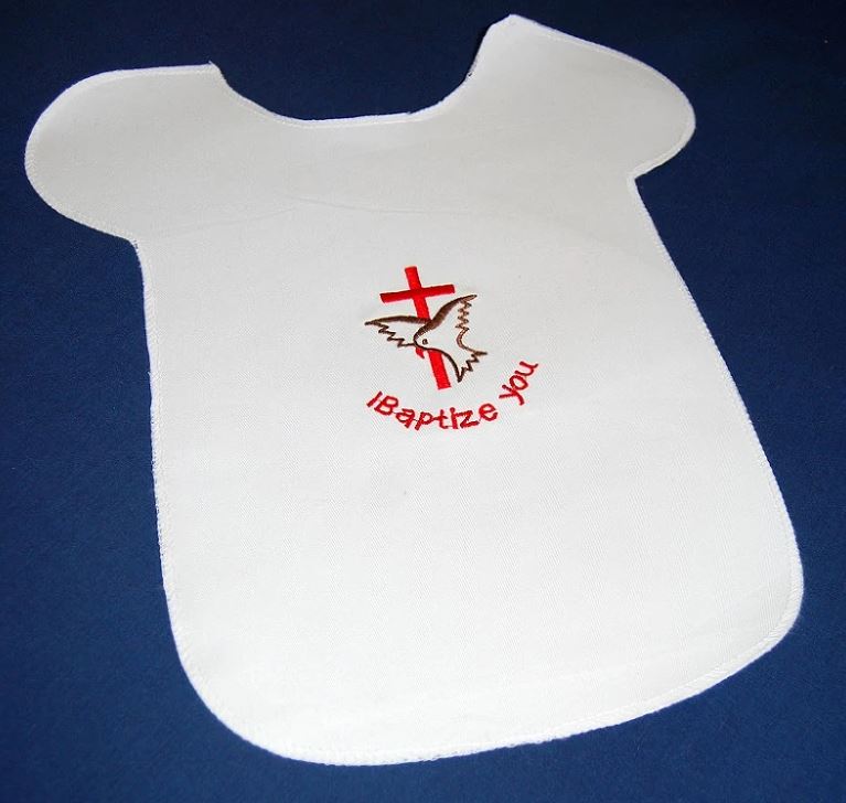 Embroidered Baptismal Cotton Bib BAP1