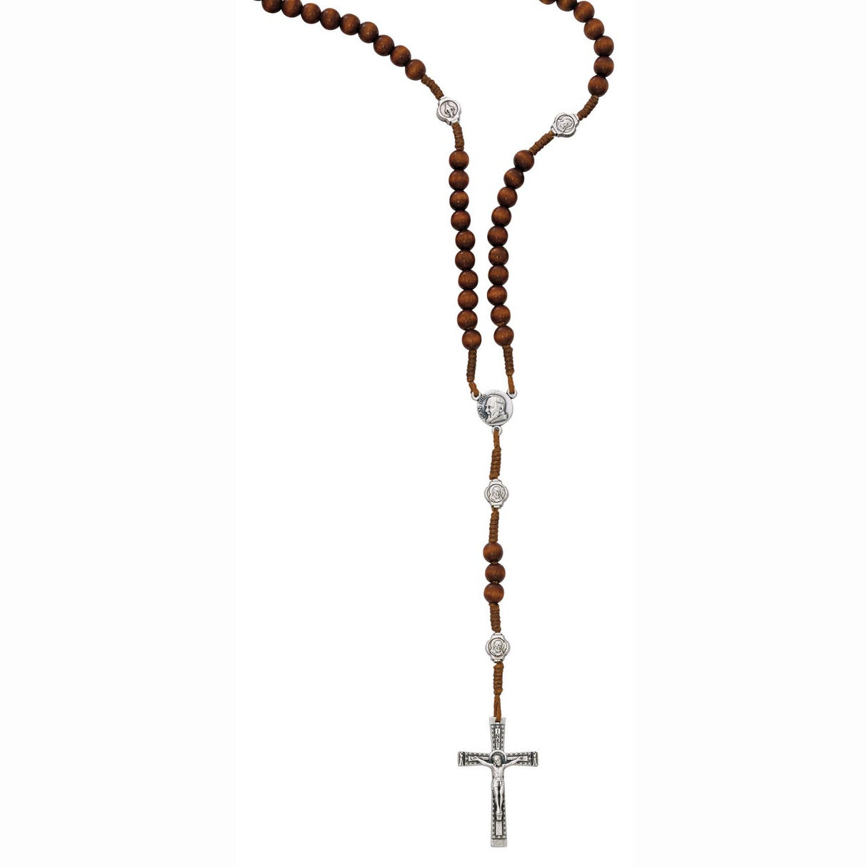 Brown Wood Padre Pio Paracord Rosary from Italy P267
