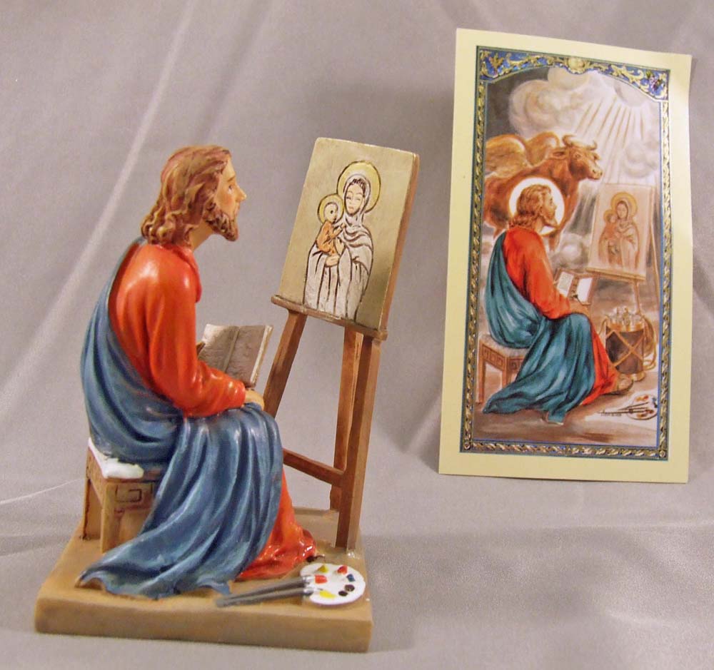 St Luke 3.5 inch boxed figure and holy card