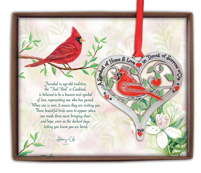 Cardinal Memorial Heart Ornament CO940