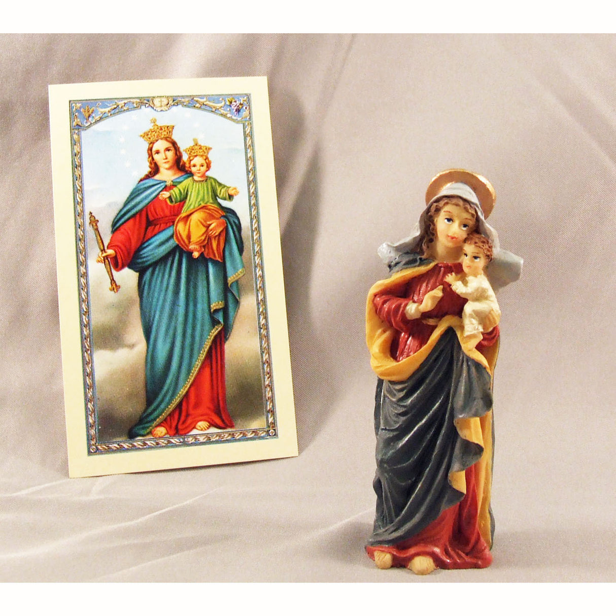 Blessed Virgin Mary 4 inch boxed figure and holy card
