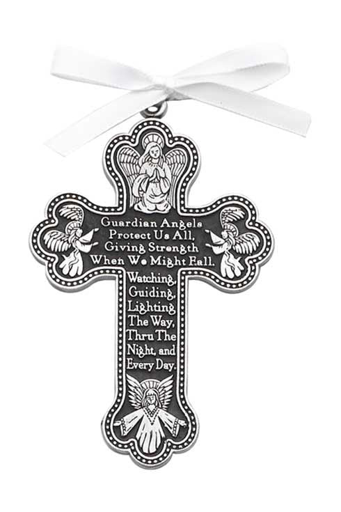 Cross Crib Medal with White Ribbon