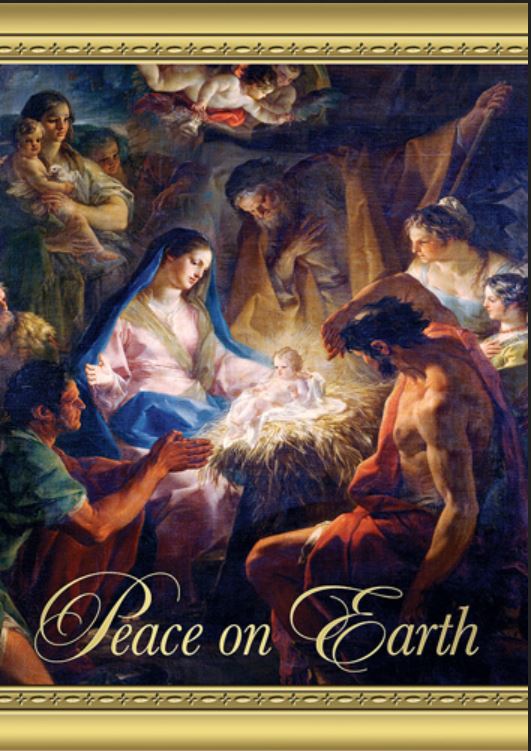 Peace on Earth Gold Foil Nativity Cards 10ct.