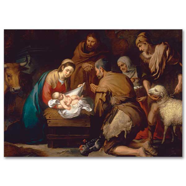 Murillo Adoration of the Shepherds Christmas Cards 18ct