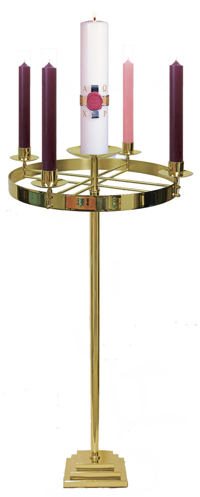 Square Base Brass Advent Wreath Stand K552