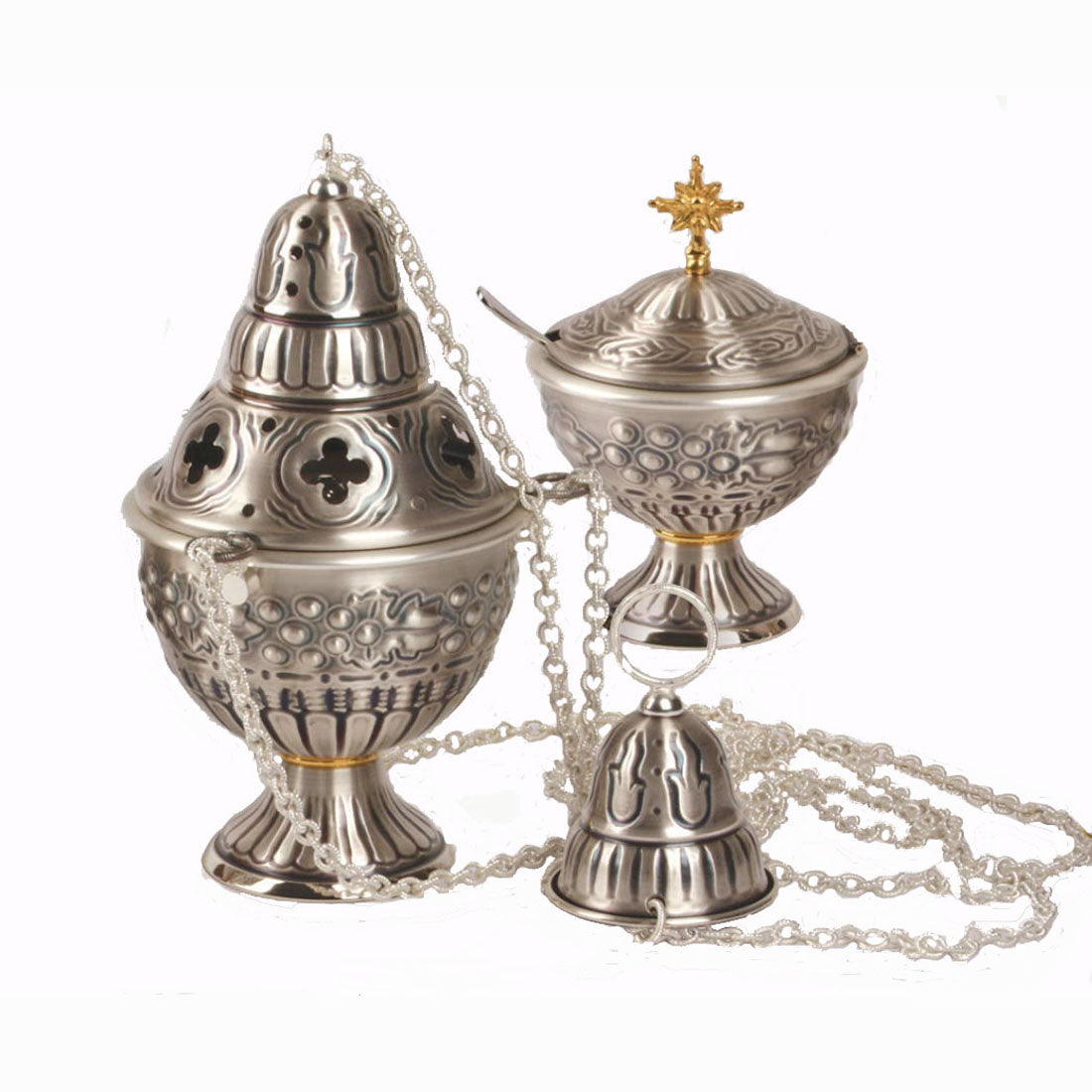 Ornate Silver Finish Censer and Boat K921
