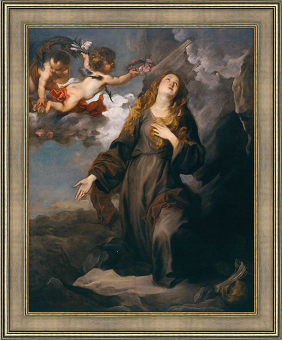 14x21 inch St Rosalia Crowned by Angels Framed Print Under Glass