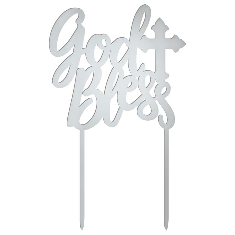 God Bless Mirrored Cake Topper