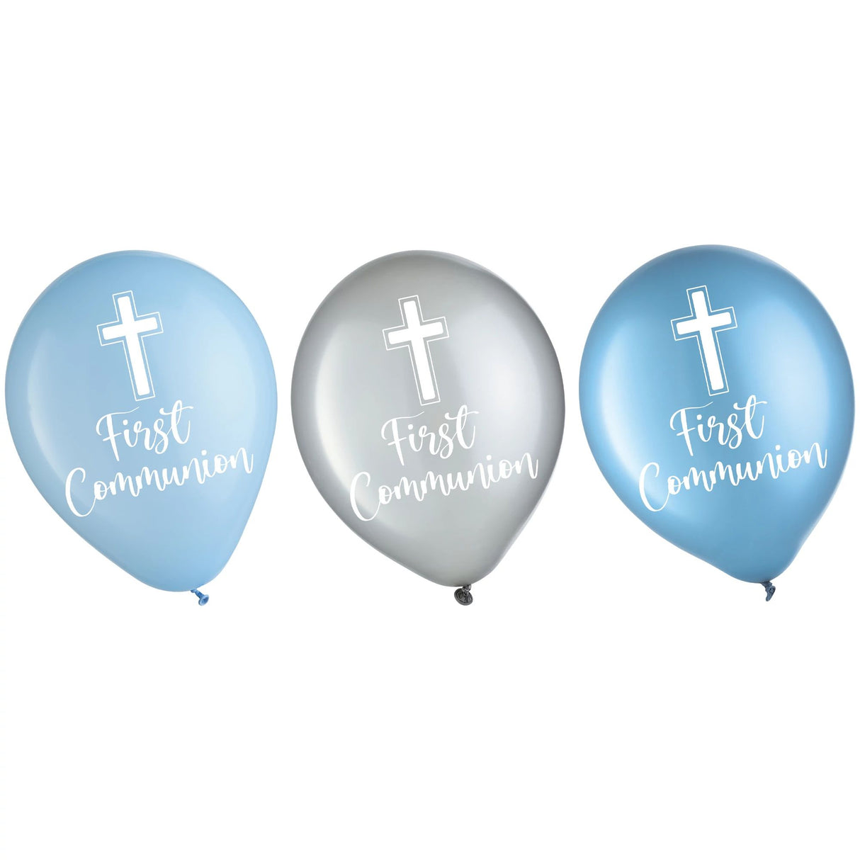 15ct Blue Communion Printed Latex Balloons