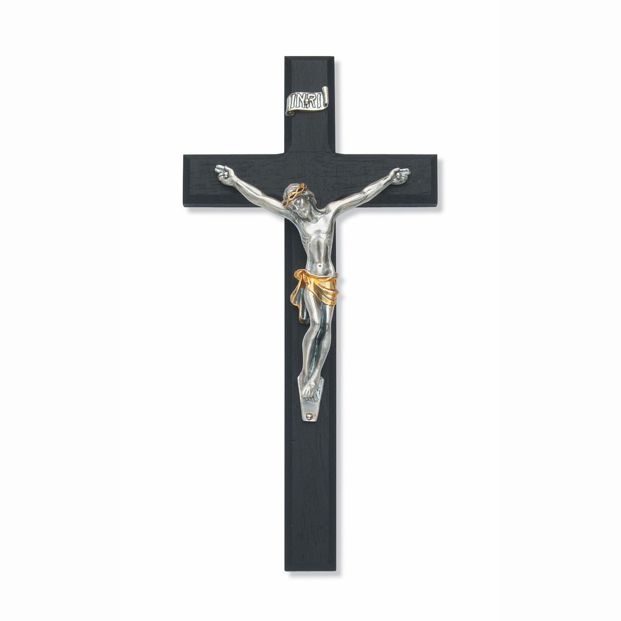 10 inch Black Tu-Tone Crucifix