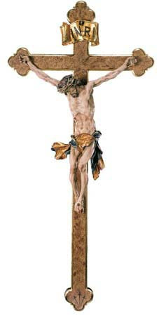 Schwantaler Hand-carved Wood Crucifix - 12 inches tall with Antiqued Color
