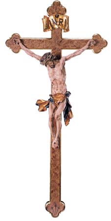 Schwantaler Hand-carved Wood Crucifix - 8 inches tall Hand Painted in Full Color