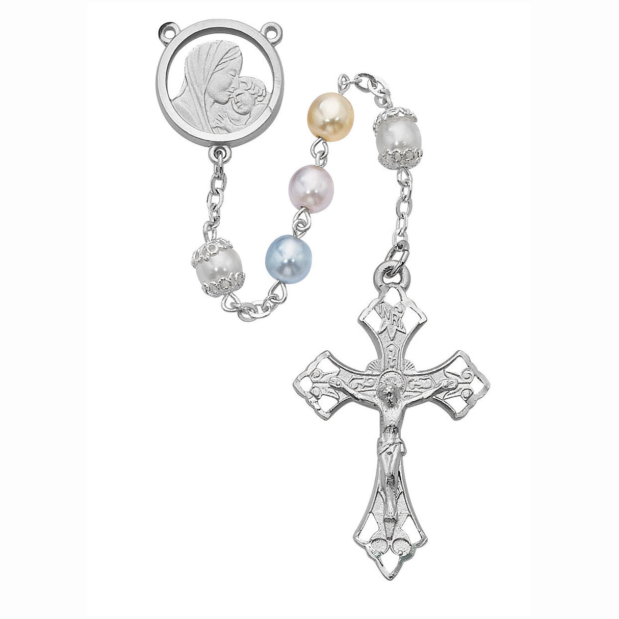 Multi Colored Pearlized Bead Rosary 590RF