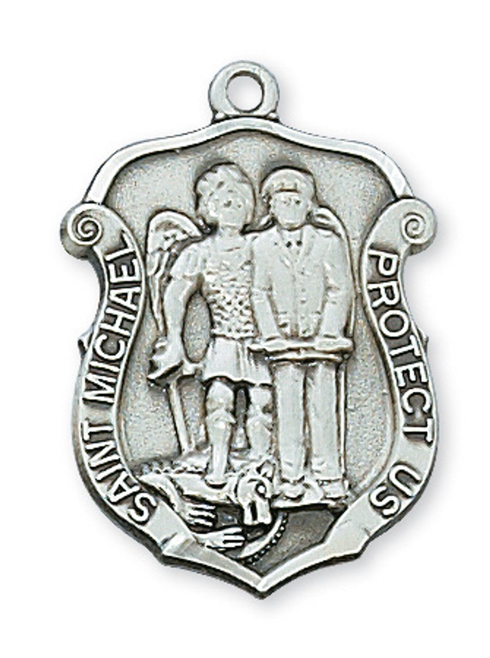 St Michael SIlver Police Medal on Chain L571