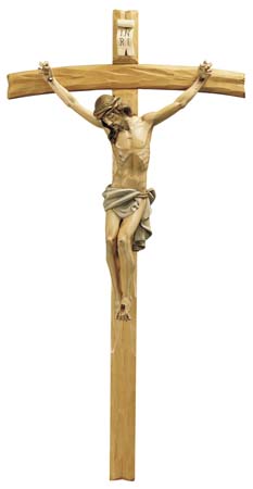 Full Color Hand Carved Lindenwood Willi Crucifix - 18 inch cross