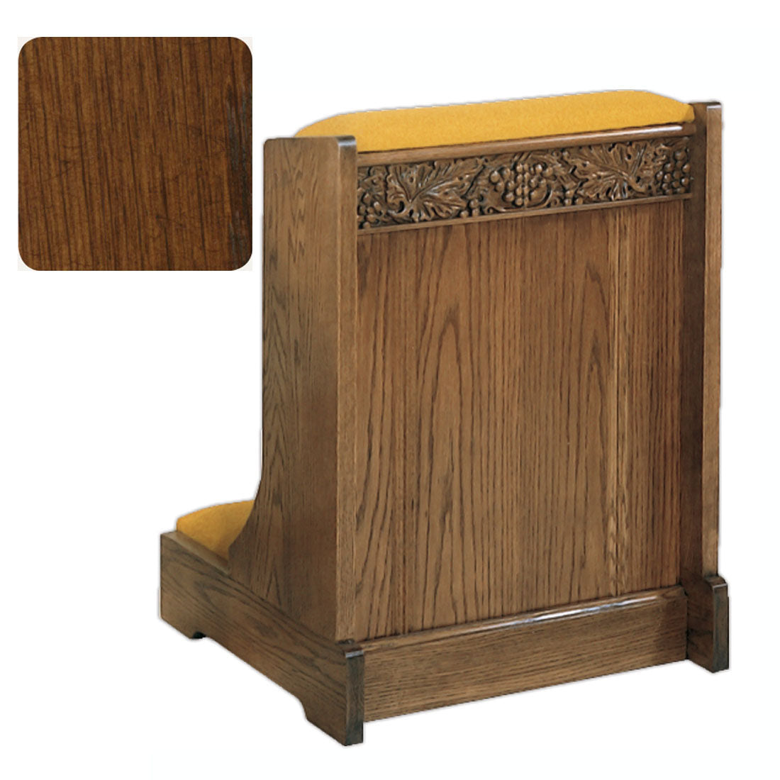 Antique Cherry Solid Front Prie Dieu with Grapevine Carving W59