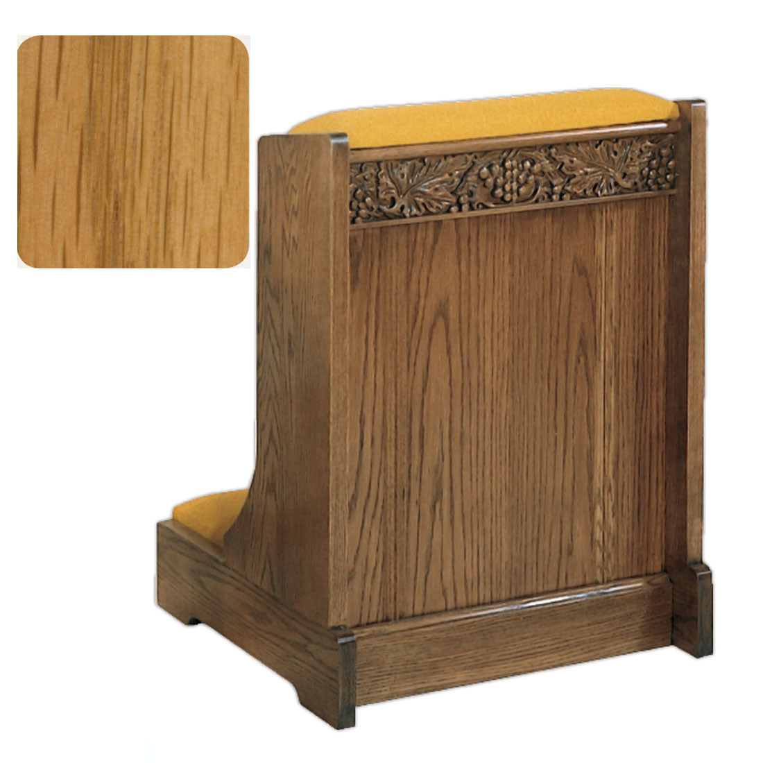 Fruitwood Finish Solid Front Prie Dieu with Grapevine Carving W59