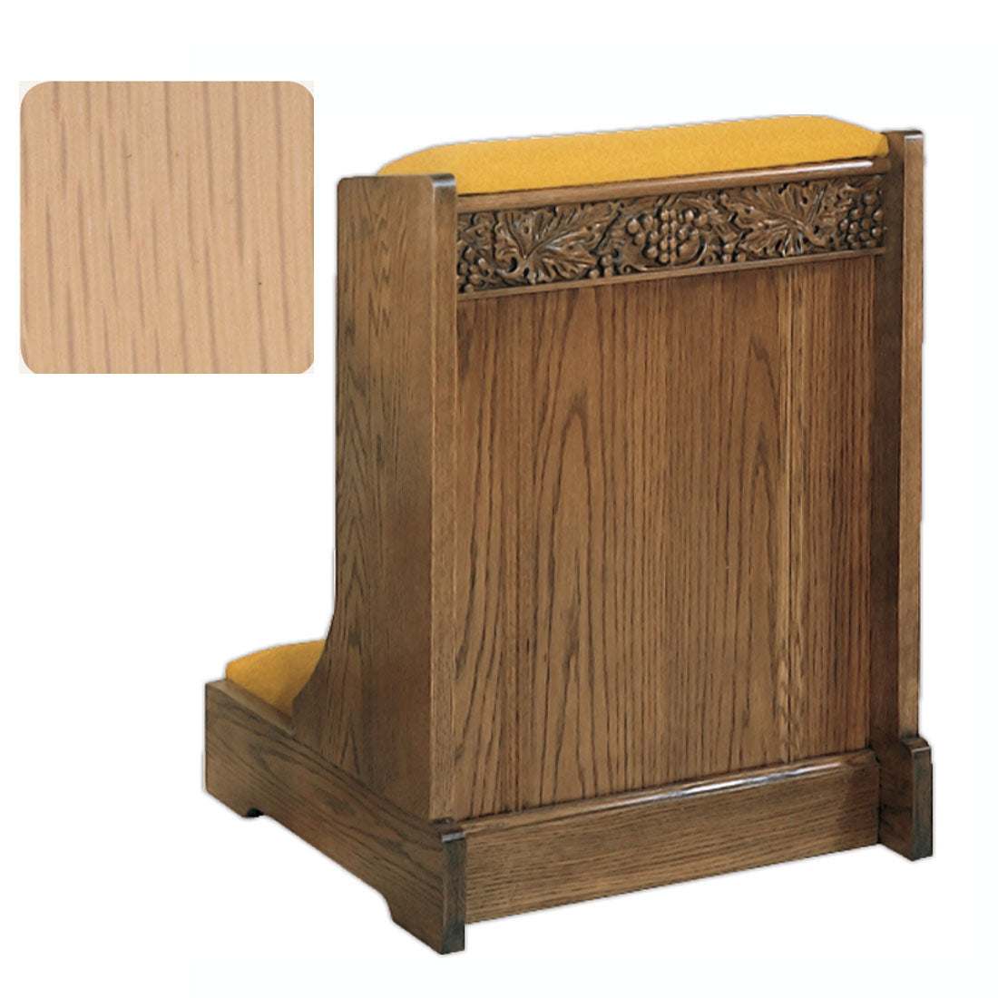 Limed Oak Solid Front Prie Dieu with Grapevine Carving W59