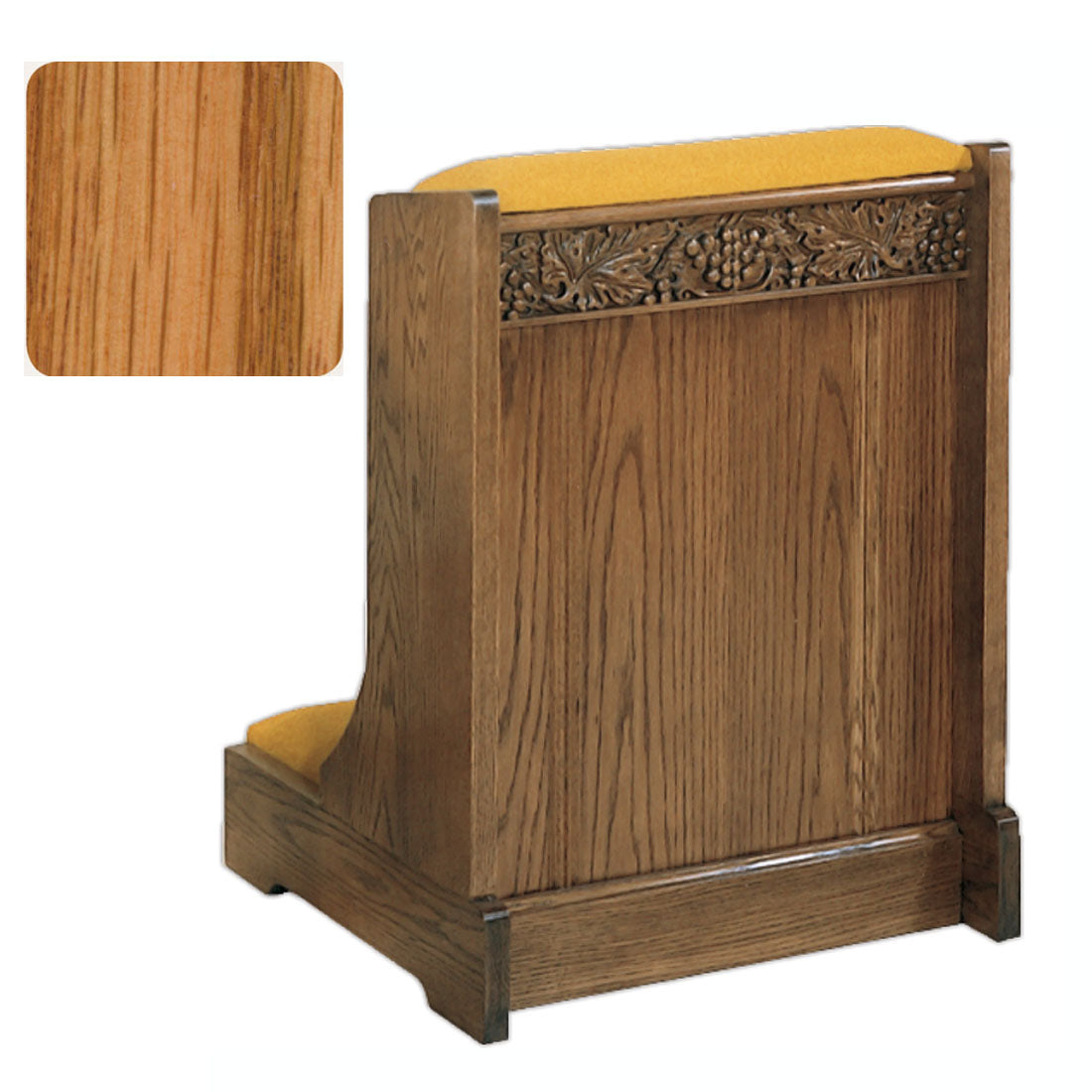 Light Oak Solid Front Prie Dieu with Grapevine Carving W59