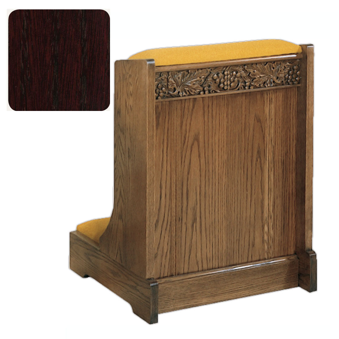 Mahogany Finish Solid Front Prie Dieu with Grapevine Carving W59