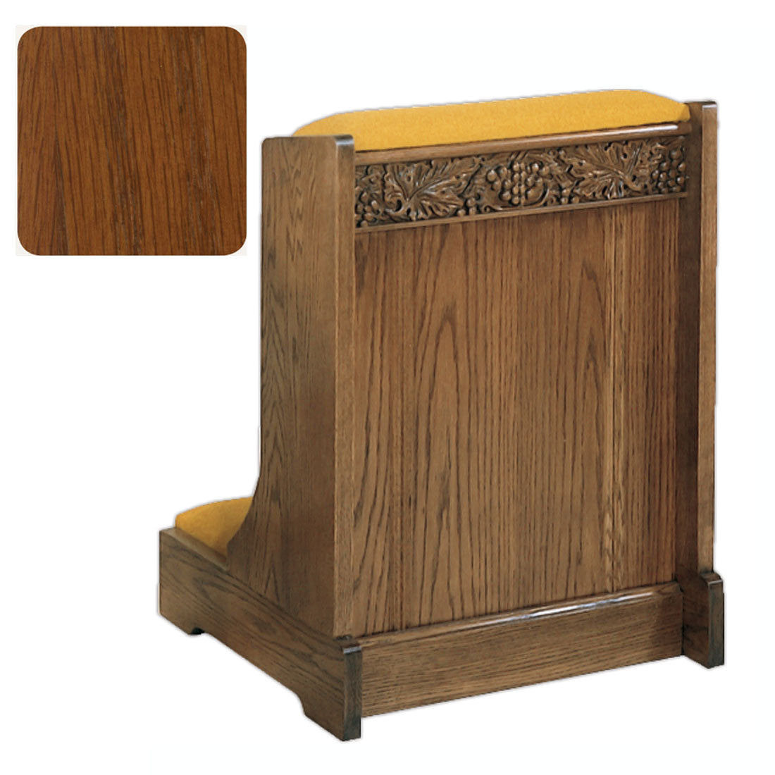 Sienna Finish Solid Front Prie Dieu with Grapevine Carving W59