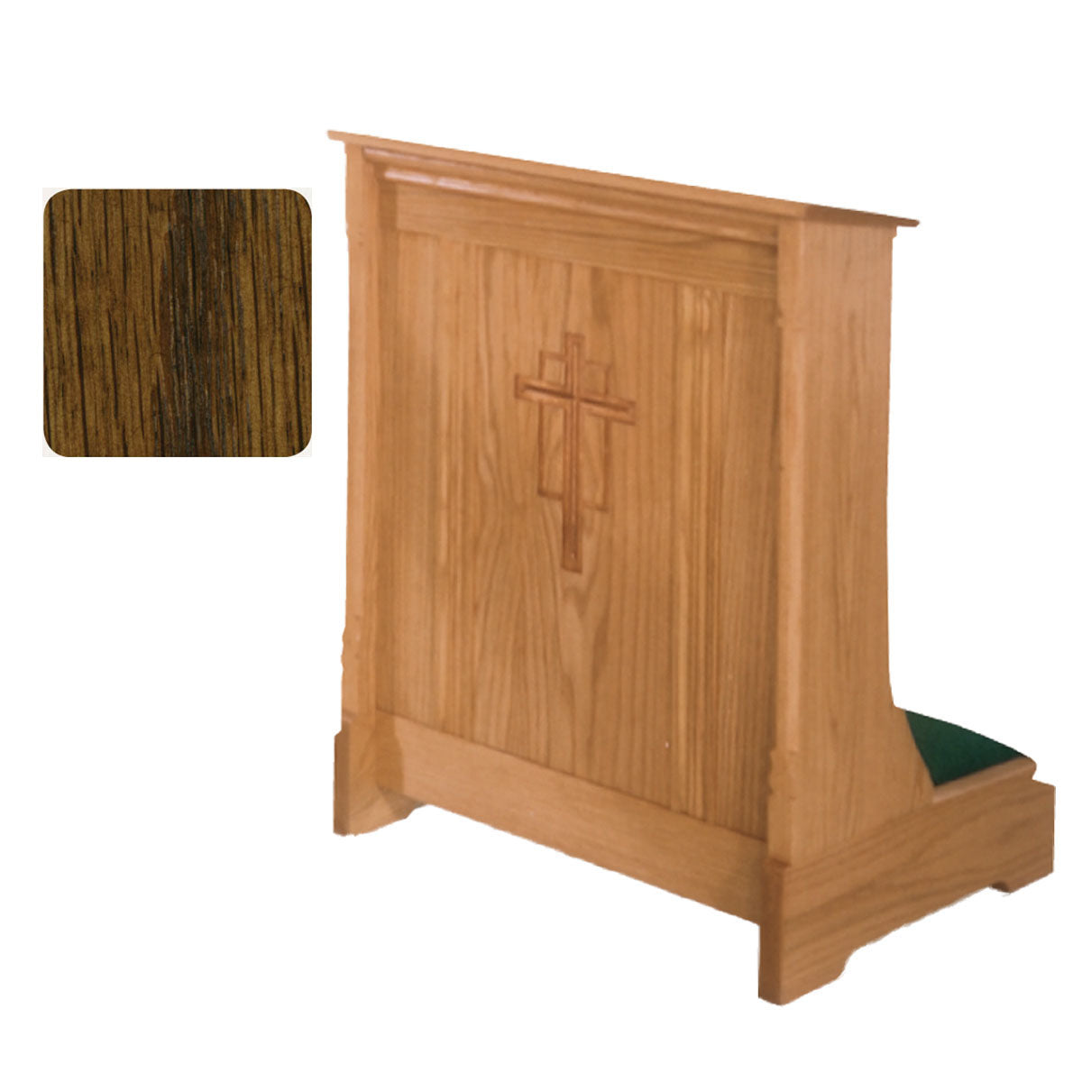 Dark Oak Enclosed Front Prie Dieu with Cross Carving 265
