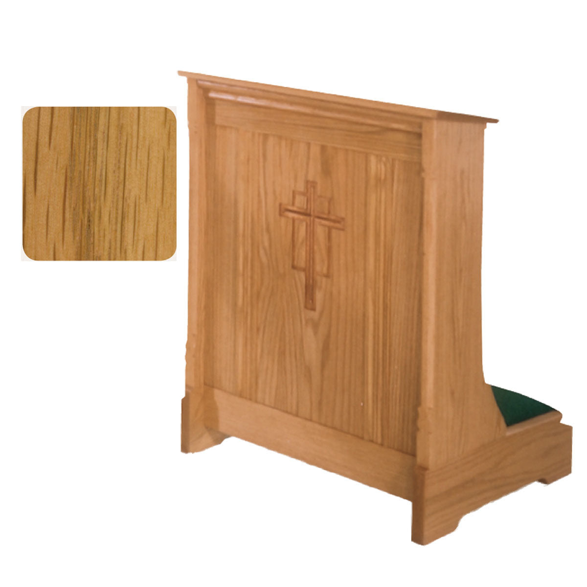 Fruitwood Finish Enclosed Front Prie Dieu with Cross Carving 265