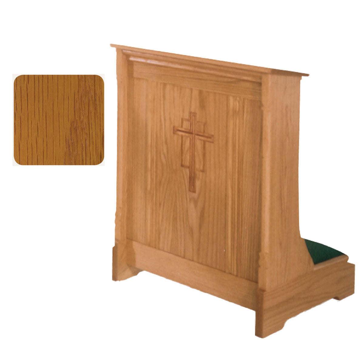 Gold Oak Enclosed Front Prie Dieu with Cross Carving 265
