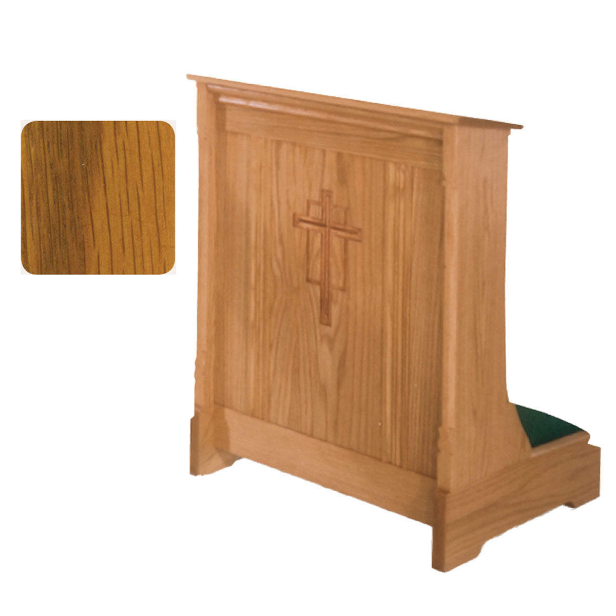 Harvest Oak Enclosed Front Prie Dieu with Cross Carving 265