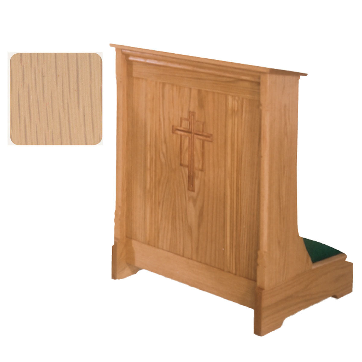 Limed Oak Enclosed Front Prie Dieu with Cross Carving 265