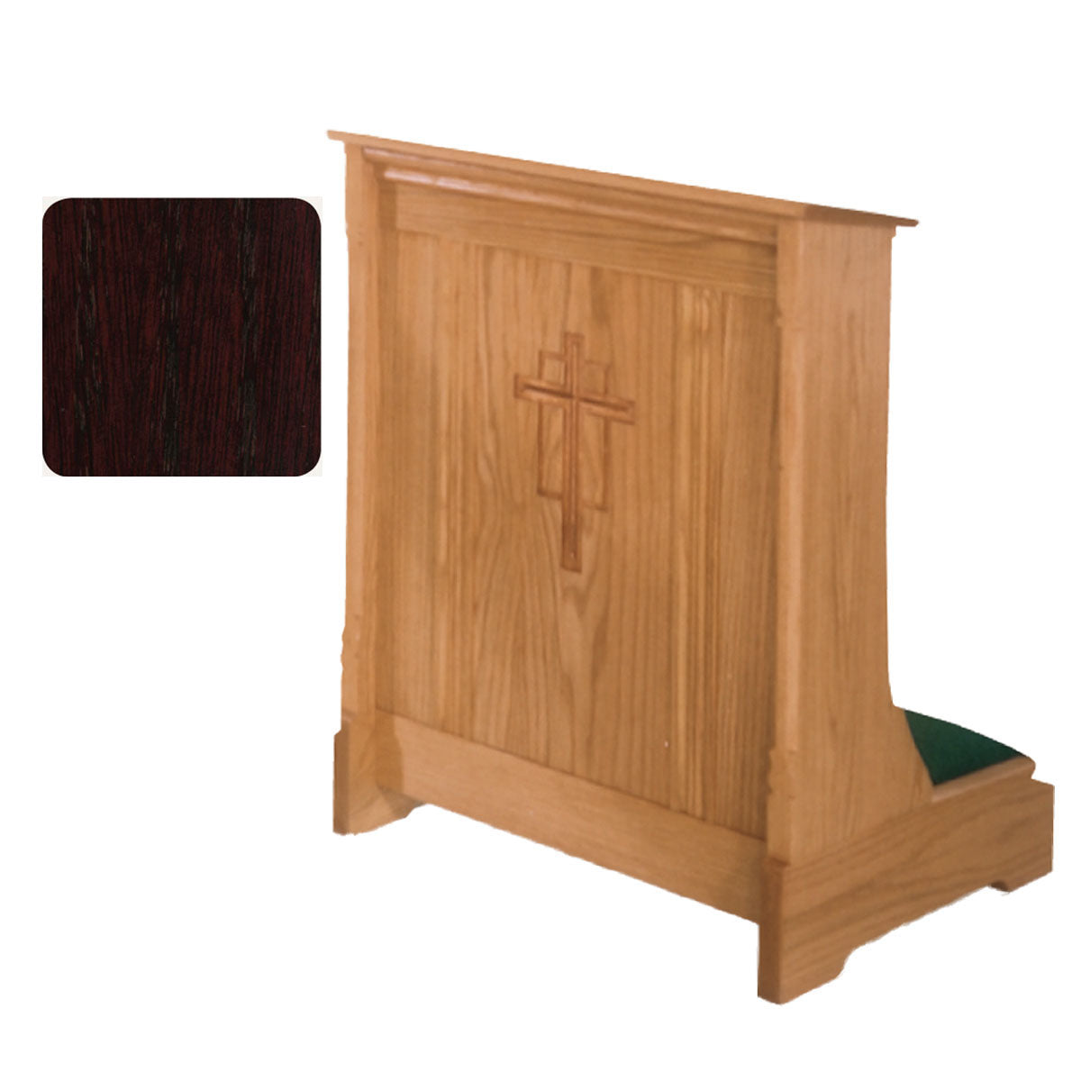 Mahogany Finish Enclosed Front Prie Dieu with Cross Carving 265