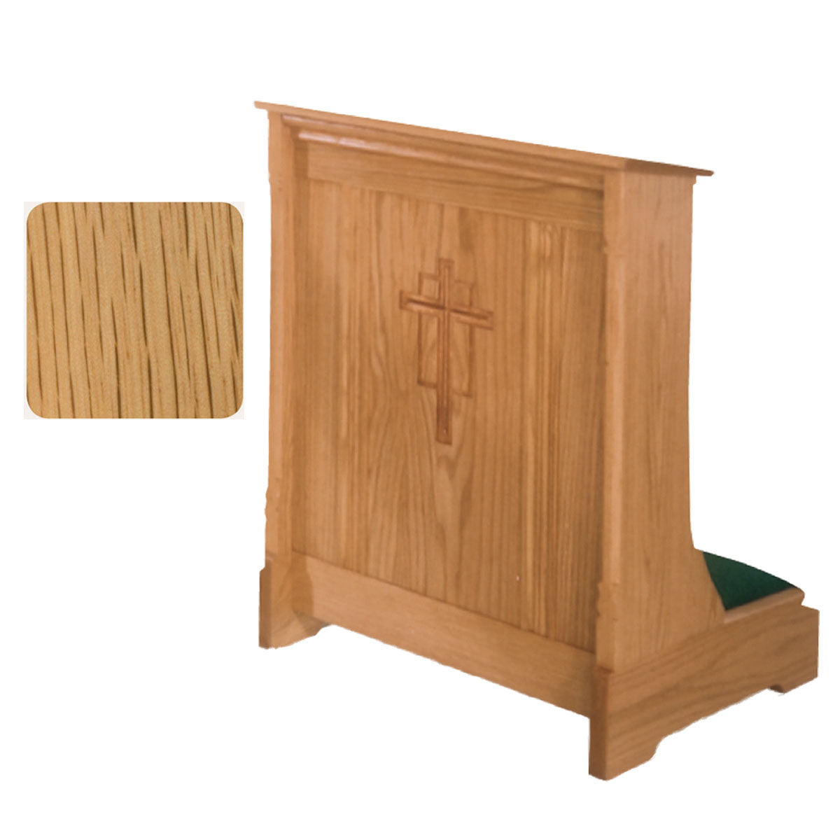 Natural Oak Enclosed Front Prie Dieu with Cross Carving 265