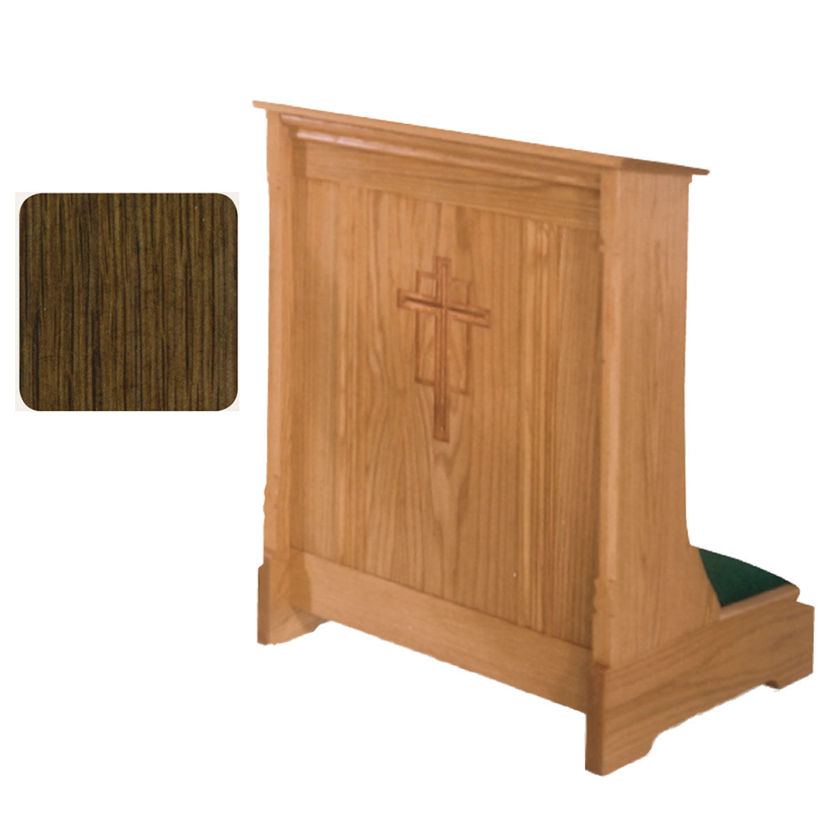 Walnut Finish Enclosed Front Prie Dieu with Cross Carving 265